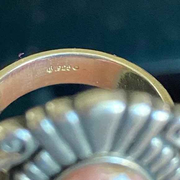 Sterling Carolyn Pollack Oval Rhodochrosite Cabochon Southwestern Jewelry Ring - Picture 4 of 11